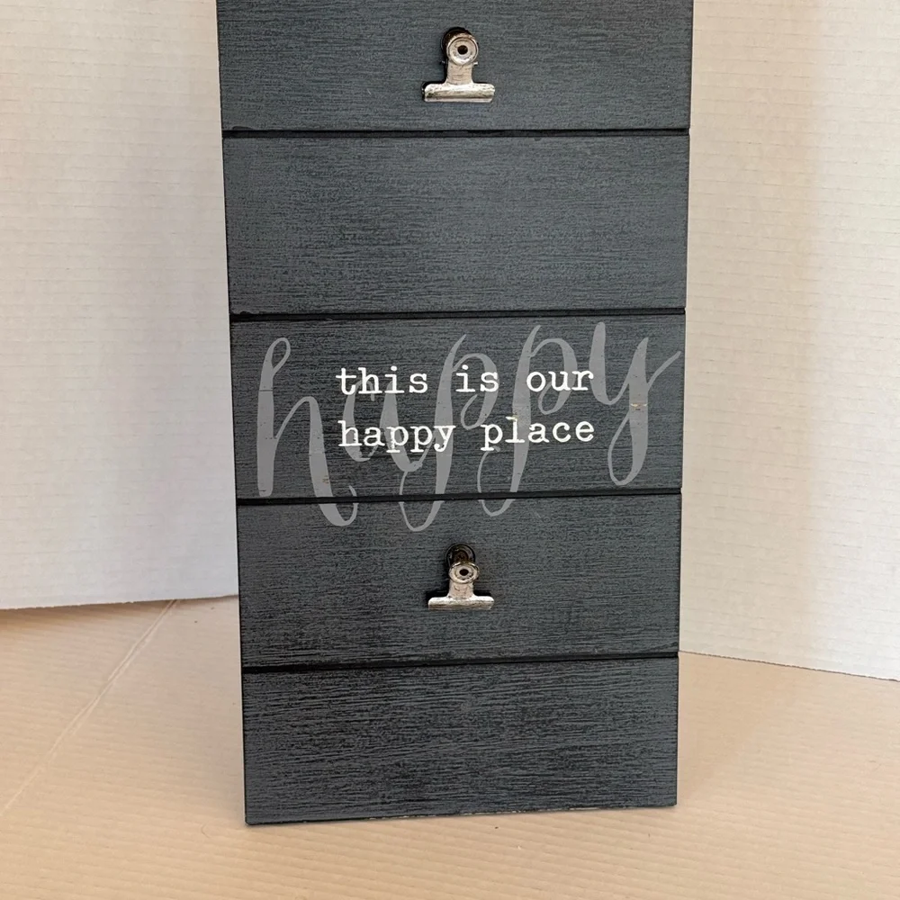 Grey Wooden Picture Frame Holder with‎ Clips